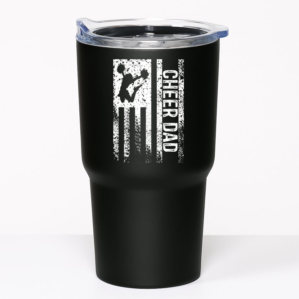 Mens Cheer Dad Vintage American Flag Father Cheerleader Squad Tumbler