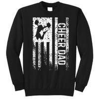 Mens Cheer Dad Vintage American Flag Father Cheerleader Squad Tall Sweatshirt