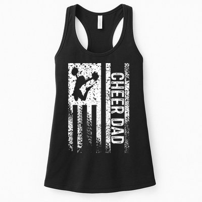 Mens Cheer Dad Vintage American Flag Father Cheerleader Squad Womens Tank Top