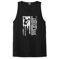 Mens Cheer Dad Vintage American Flag Father Cheerleader Squad PosiCharge Competitor Tank