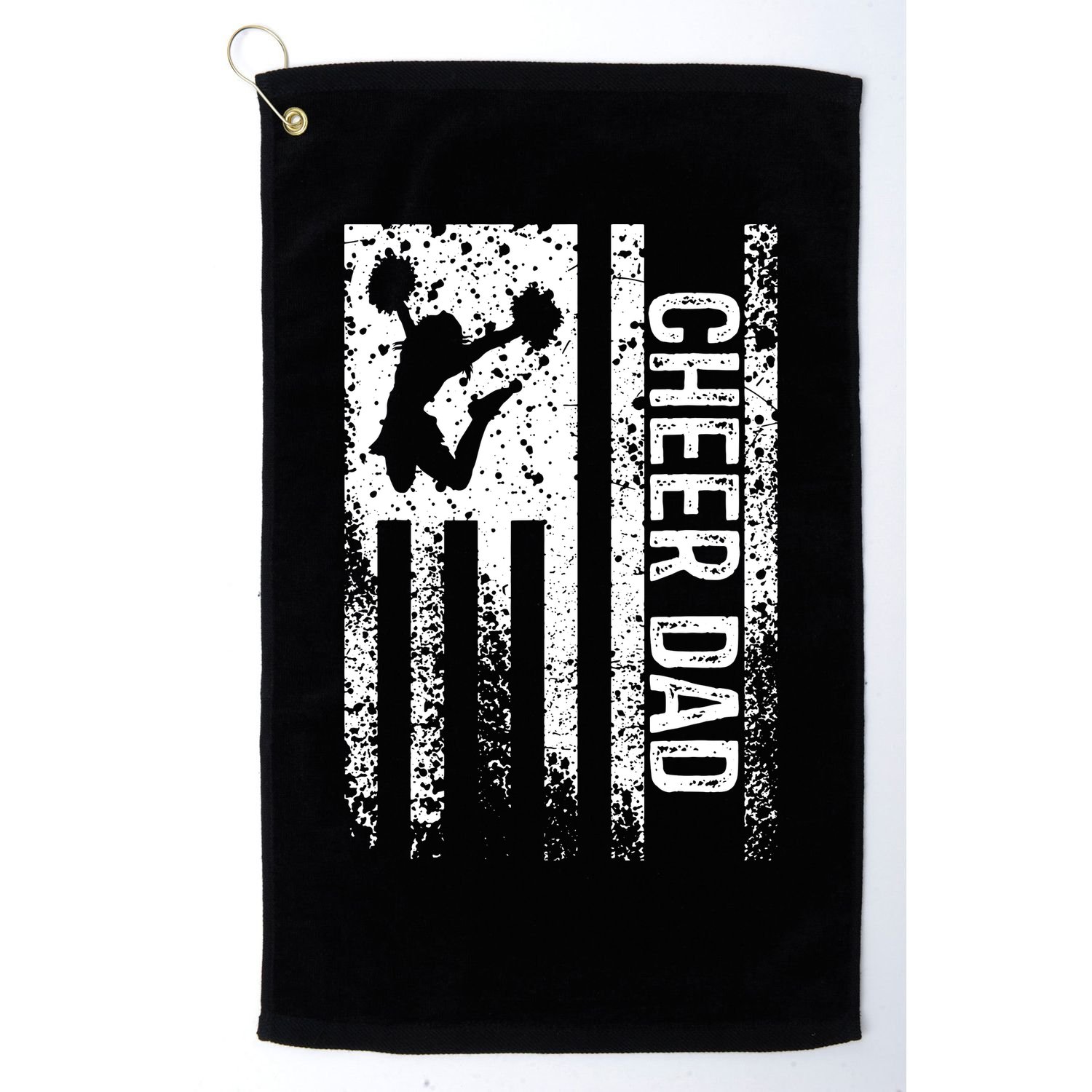 Mens Cheer Dad Vintage American Flag Father Cheerleader Squad Golf Towel