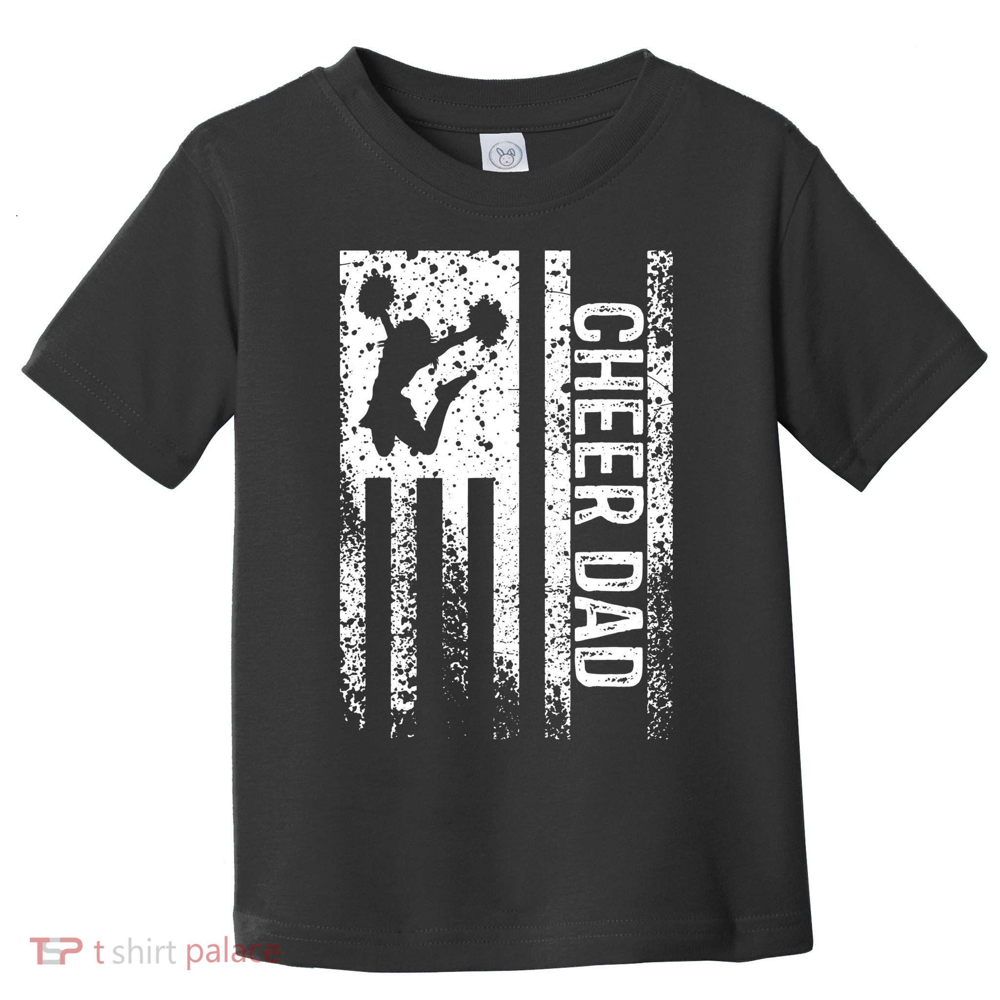 Mens Cheer Dad Vintage American Flag Father Cheerleader Squad Toddler T-Shirt