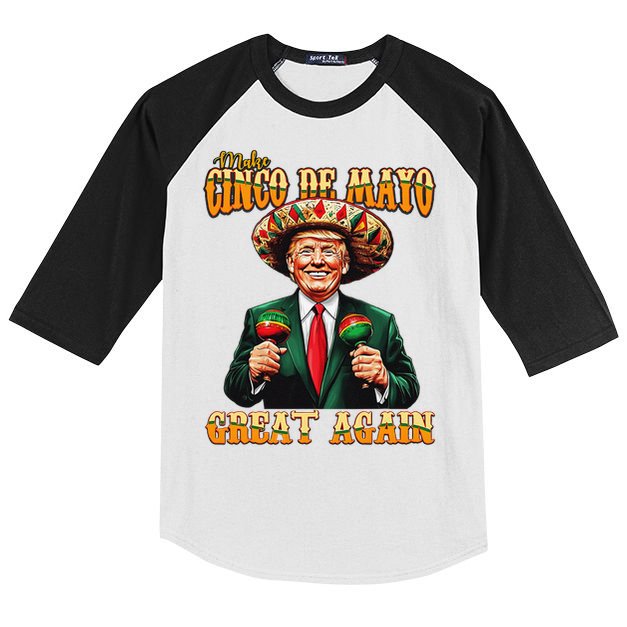 Make Cinco De Mayo Great Again Funny Trump Fiesta 5 De Mayo Kids Colorblock Raglan Jersey