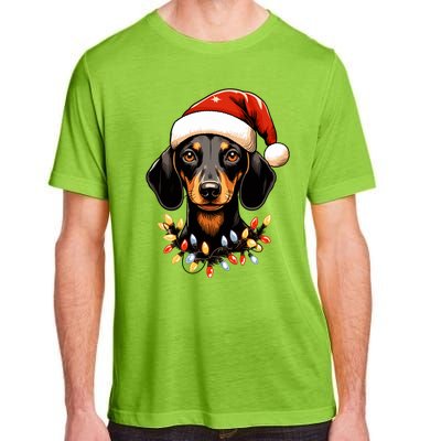 Merry Christmas Dachshund Santa Hat Lights Xmas Great Gift Adult ChromaSoft Performance T-Shirt