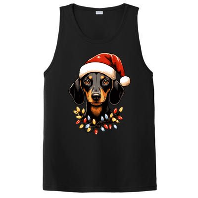 Merry Christmas Dachshund Santa Hat Lights Xmas Great Gift PosiCharge Competitor Tank