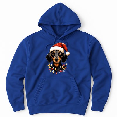 Merry Christmas Dachshund Santa Hat Lights Xmas Great Gift Hoodie