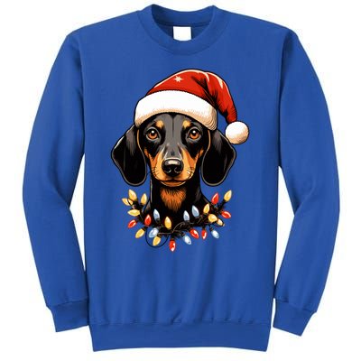 Merry Christmas Dachshund Santa Hat Lights Xmas Great Gift Sweatshirt