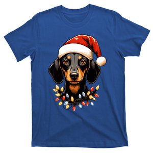 Merry Christmas Dachshund Santa Hat Lights Xmas Great Gift T-Shirt