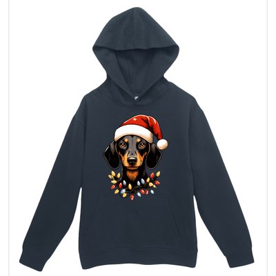 Merry Christmas Dachshund Santa Hat Lights Xmas Great Gift Urban Pullover Hoodie