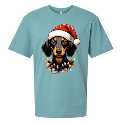 Merry Christmas Dachshund Santa Hat Lights Xmas Great Gift Sueded Cloud Jersey T-Shirt