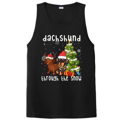 Merry Christmas Dachshund Dog Through The Snow Gift PosiCharge Competitor Tank