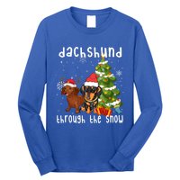 Merry Christmas Dachshund Dog Through The Snow Gift Long Sleeve Shirt