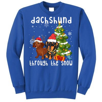 Merry Christmas Dachshund Dog Through The Snow Gift Sweatshirt