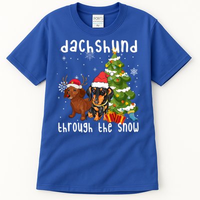 Merry Christmas Dachshund Dog Through The Snow Gift Tall T-Shirt