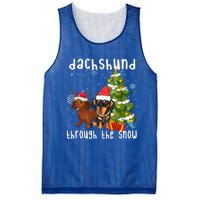 Merry Christmas Dachshund Dog Through The Snow Gift Mesh Reversible Basketball Jersey Tank