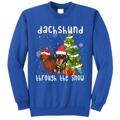 Merry Christmas Dachshund Dog Through The Snow Gift Tall Sweatshirt