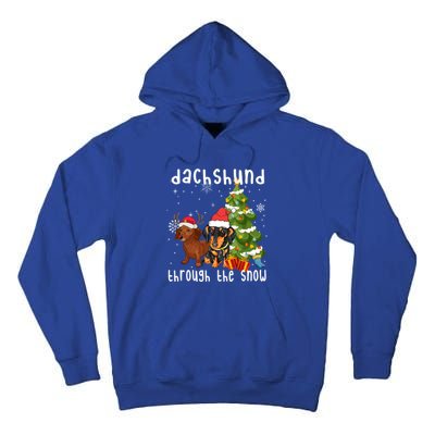 Merry Christmas Dachshund Dog Through The Snow Gift Tall Hoodie