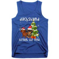 Merry Christmas Dachshund Dog Through The Snow Gift Tank Top