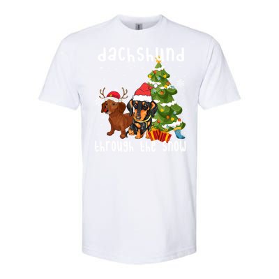 Merry Christmas Dachshund Dog Through The Snow Gift Softstyle CVC T-Shirt