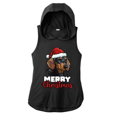 Merry Christmas Dachshund Dog Lover Gift Cool Gift Ladies PosiCharge Tri-Blend Wicking Draft Hoodie Tank