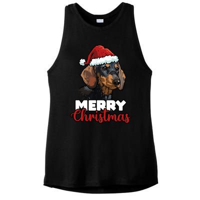 Merry Christmas Dachshund Dog Lover Gift Cool Gift Ladies PosiCharge Tri-Blend Wicking Tank