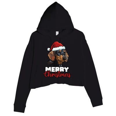 Merry Christmas Dachshund Dog Lover Gift Cool Gift Crop Fleece Hoodie