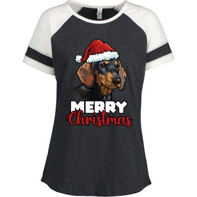 Merry Christmas Dachshund Dog Lover Gift Cool Gift Enza Ladies Jersey Colorblock Tee