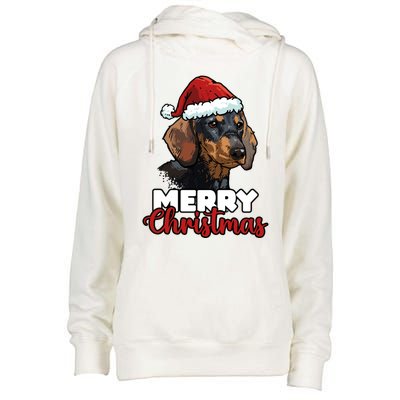 Merry Christmas Dachshund Dog Lover Gift Cool Gift Womens Funnel Neck Pullover Hood