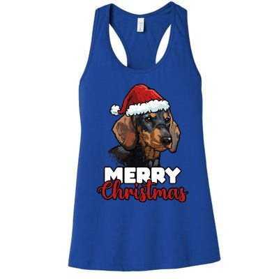 Merry Christmas Dachshund Dog Lover Gift Cool Gift Women's Racerback Tank