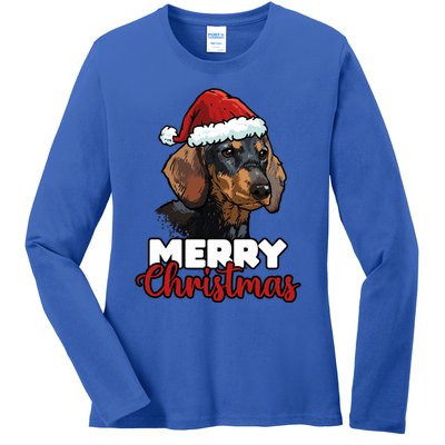 Merry Christmas Dachshund Dog Lover Gift Cool Gift Ladies Long Sleeve Shirt