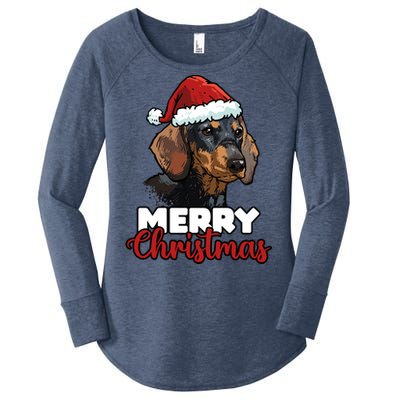 Merry Christmas Dachshund Dog Lover Gift Cool Gift Women's Perfect Tri Tunic Long Sleeve Shirt