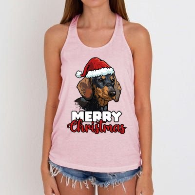 Merry Christmas Dachshund Dog Lover Gift Cool Gift Women's Knotted Racerback Tank