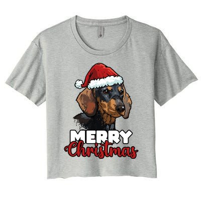 Merry Christmas Dachshund Dog Lover Gift Cool Gift Women's Crop Top Tee