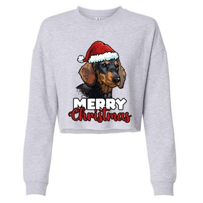 Merry Christmas Dachshund Dog Lover Gift Cool Gift Cropped Pullover Crew