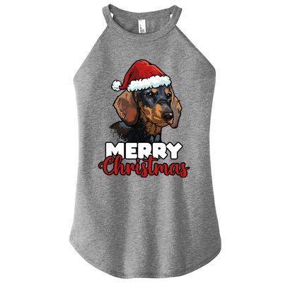 Merry Christmas Dachshund Dog Lover Gift Cool Gift Women's Perfect Tri Rocker Tank