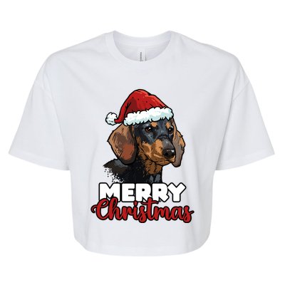 Merry Christmas Dachshund Dog Lover Gift Cool Gift Bella+Canvas Jersey Crop Tee