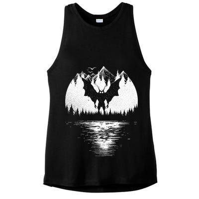 Mothman Cryptozoology Design Cryptid Ladies PosiCharge Tri-Blend Wicking Tank