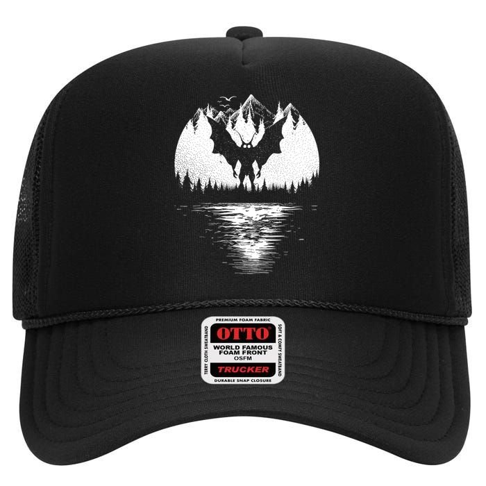 Mothman Cryptozoology Design Cryptid High Crown Mesh Back Trucker Hat