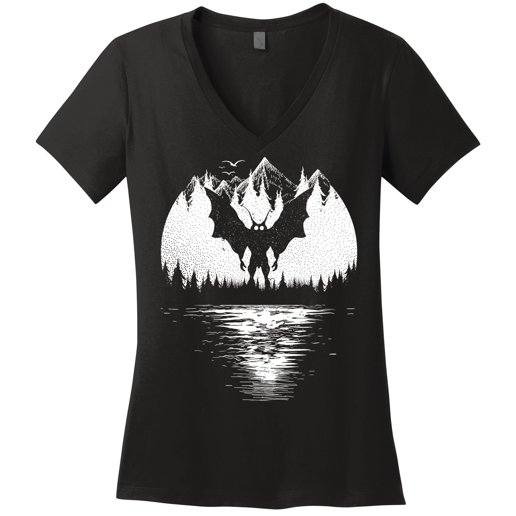 Mothman Cryptozoology Design Cryptid Women's V-Neck T-Shirt