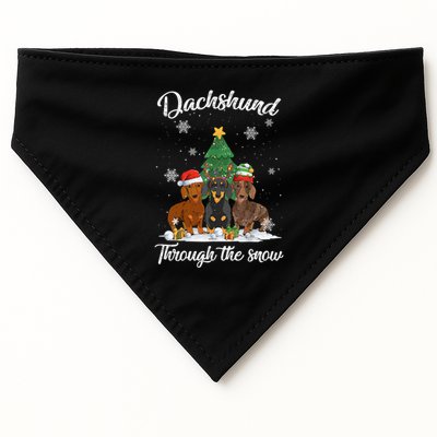 Merry Christmas Dachshund Dog Through The Snow Gift USA-Made Doggie Bandana