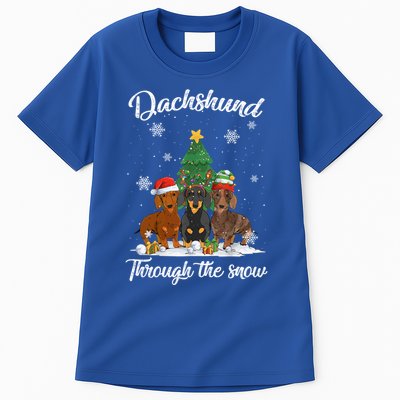 Merry Christmas Dachshund Dog Through The Snow Gift Tall T-Shirt