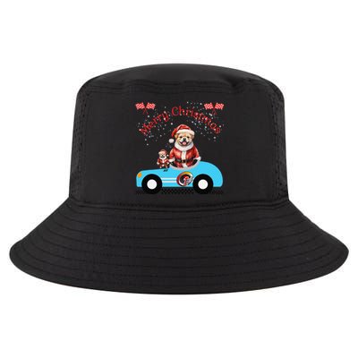 Merry Christmas Dog Duo On A Holiday Ride For Dog Lover Cool Comfort Performance Bucket Hat