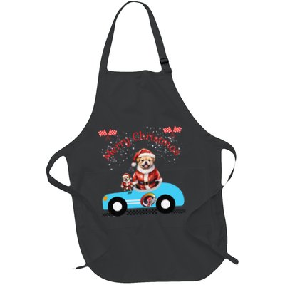 Merry Christmas Dog Duo On A Holiday Ride For Dog Lover Full-Length Apron With Pockets