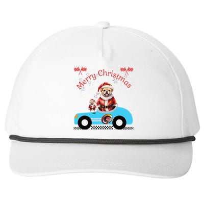 Merry Christmas Dog Duo On A Holiday Ride For Dog Lover Snapback Five-Panel Rope Hat