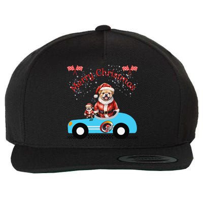 Merry Christmas Dog Duo On A Holiday Ride For Dog Lover Wool Snapback Cap