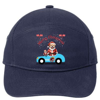 Merry Christmas Dog Duo On A Holiday Ride For Dog Lover 7-Panel Snapback Hat