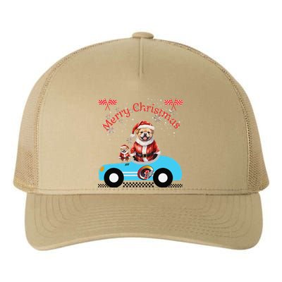 Merry Christmas Dog Duo On A Holiday Ride For Dog Lover Yupoong Adult 5-Panel Trucker Hat