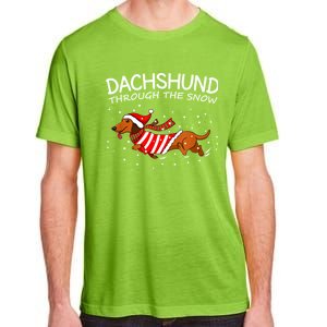 Merry Christmas Dachshund Dog Through The Snow Gift Adult ChromaSoft Performance T-Shirt