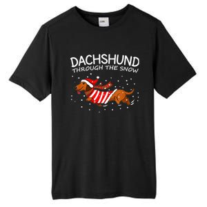 Merry Christmas Dachshund Dog Through The Snow Gift Tall Fusion ChromaSoft Performance T-Shirt