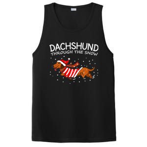 Merry Christmas Dachshund Dog Through The Snow Gift PosiCharge Competitor Tank